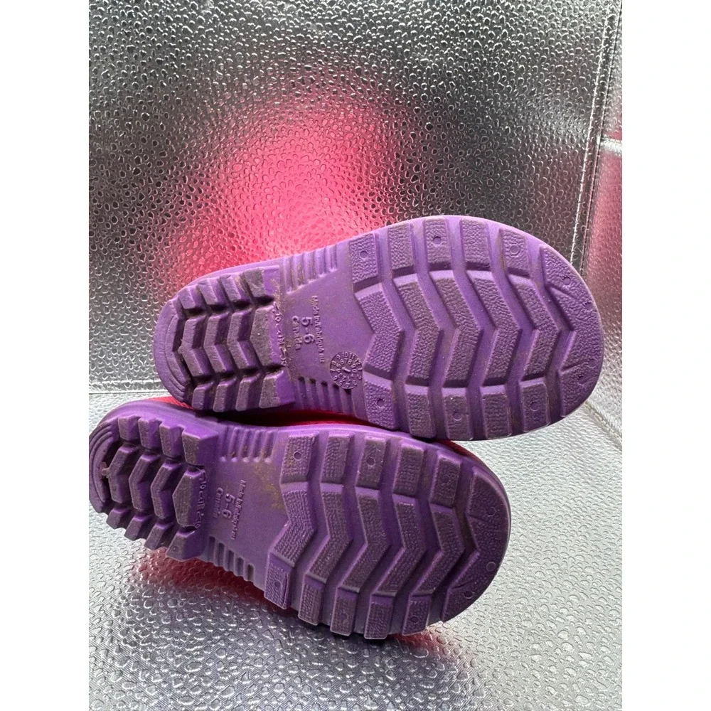 Pink‎ Rubber Rain Boots Toddler Size 5-6 Purple Sole Waterproof Made in Canada